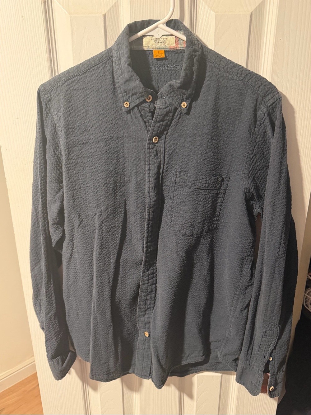 Tailor Vintage Navy Button-Down Textured Shirt